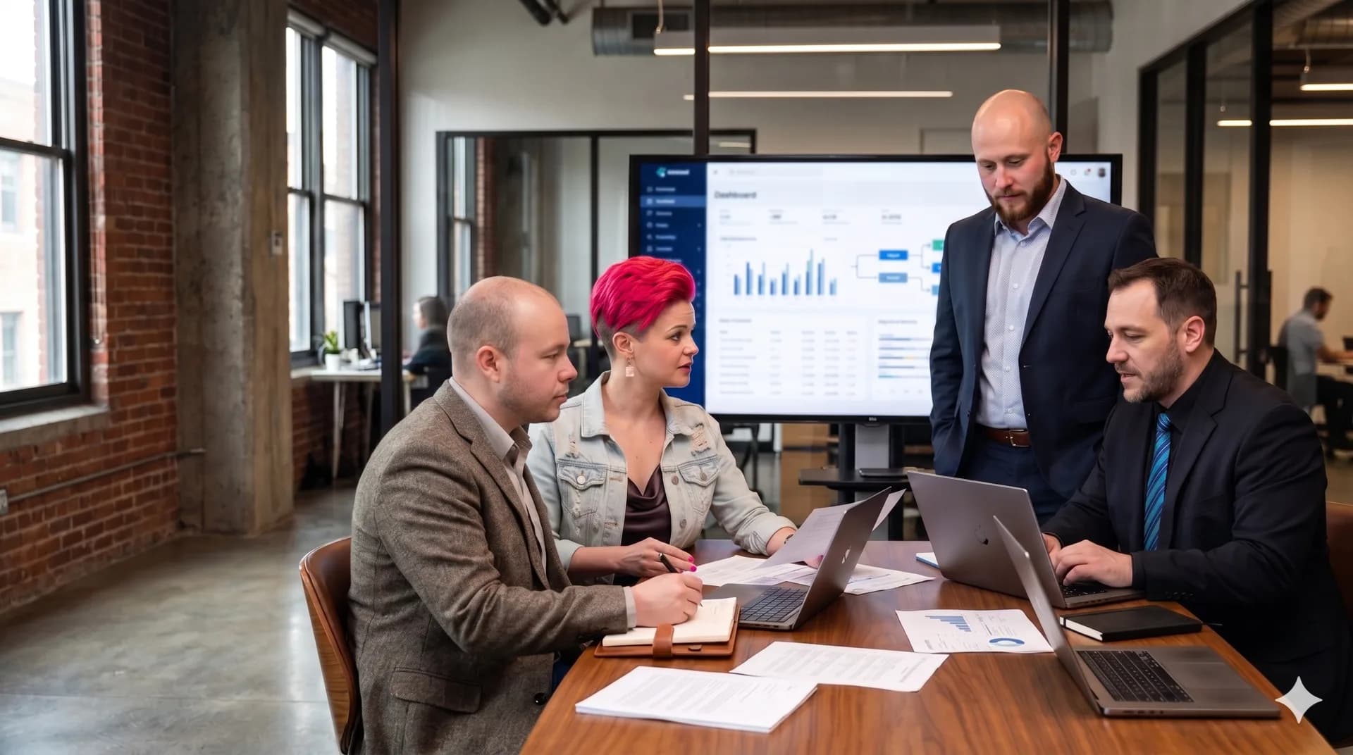 The WizBd team in a live strategy session reviewing work together.